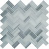 Msi Bergamo Herringbone SAMPLE Polished Marble Mesh-Mounted Mosaic Tile ZOR-MD-0432-SAM